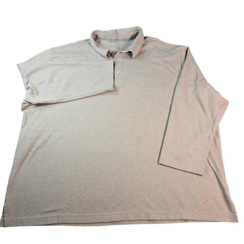 Van Heusen Mens 4XL Big & Tall Tan Heather Long Sleeve Pique Polo Shirt